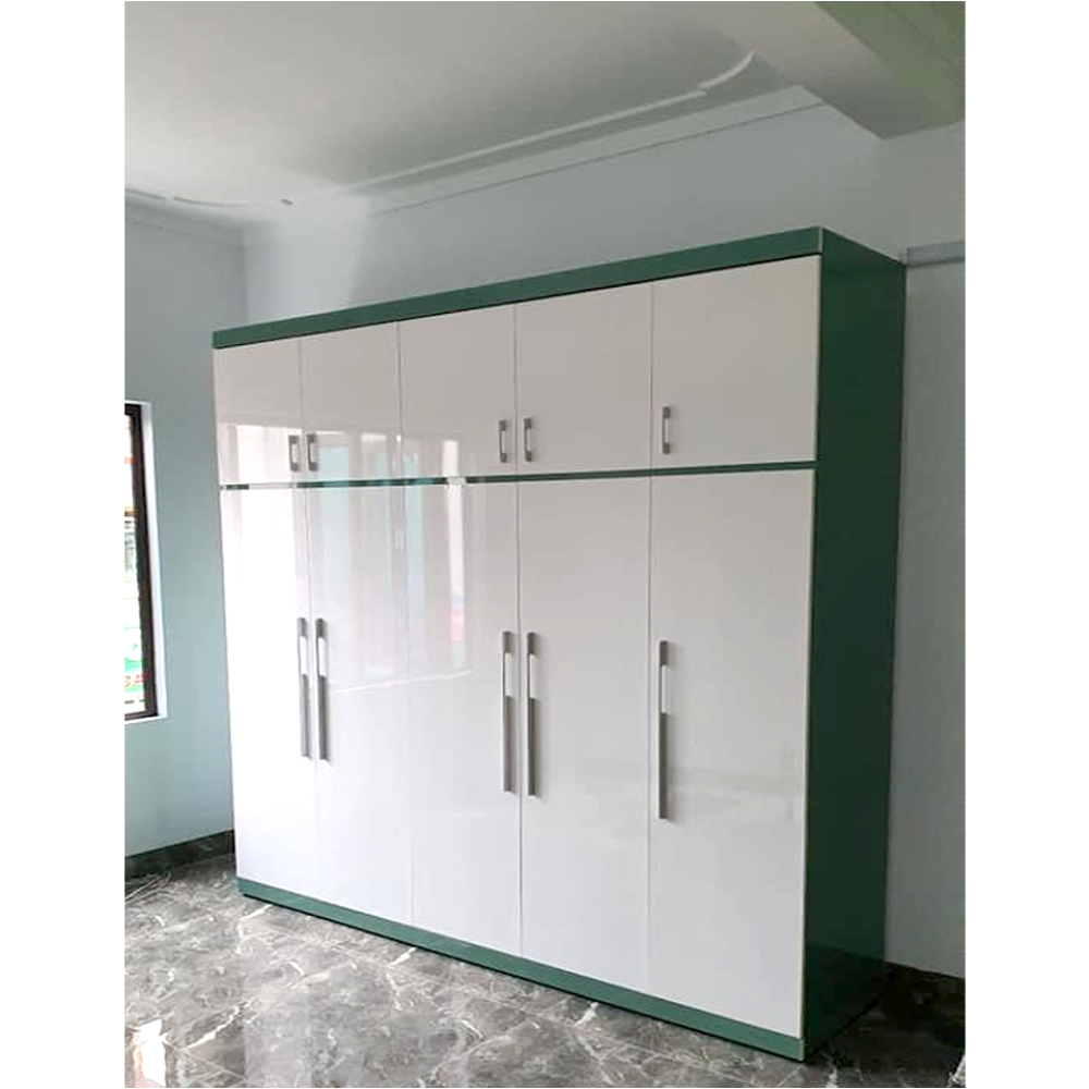 Tủ nhựa 5 cánh Vinco Plastic Trắng Xanh Mẫu Mới 2021