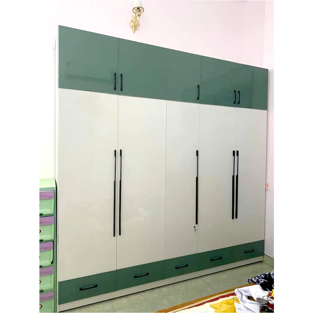 Tủ nhựa Vinco Plastic 5 Cánh Trắng Xanh Nhạt