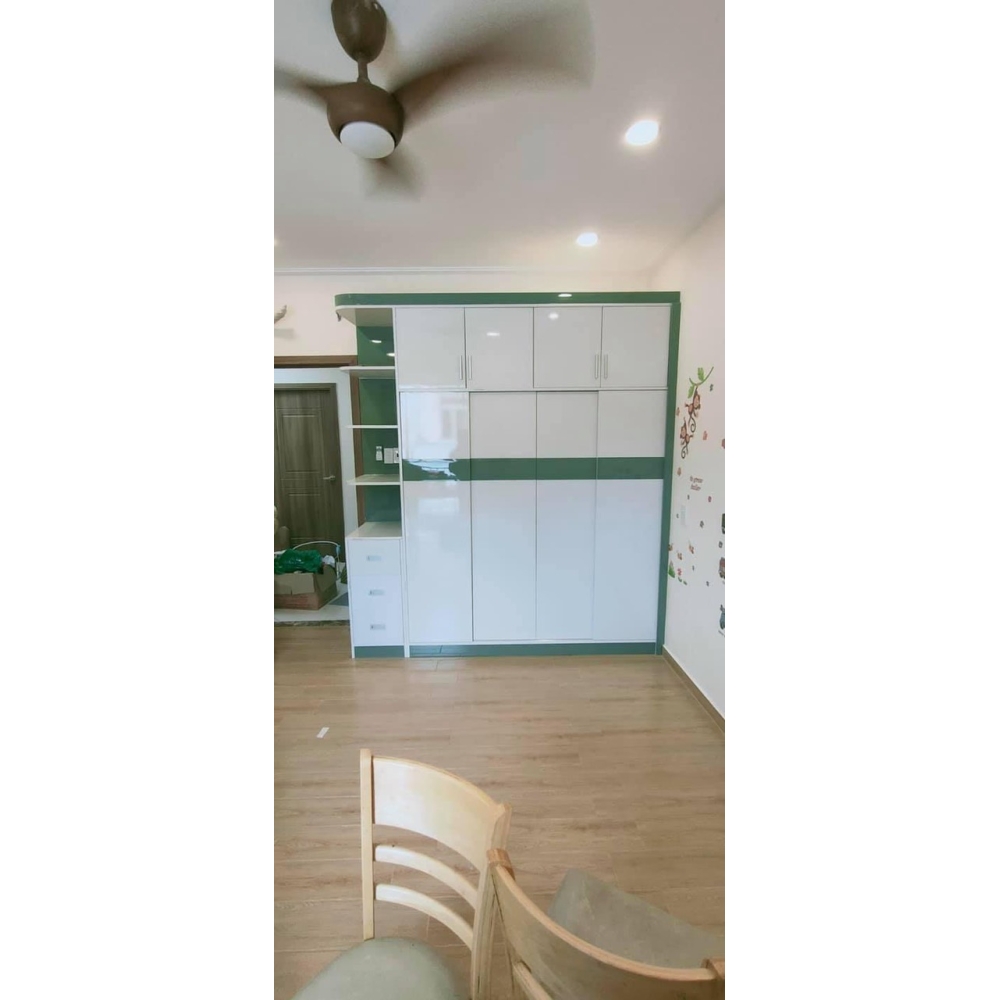 Tủ nhựa 2 cửa trượt Vinco Plastic Trắng Xanh