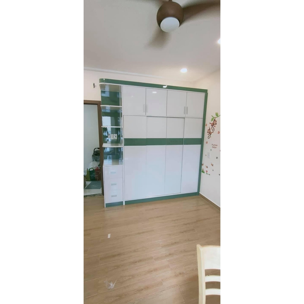 Tủ nhựa 2 cửa trượt Vinco Plastic Trắng Xanh