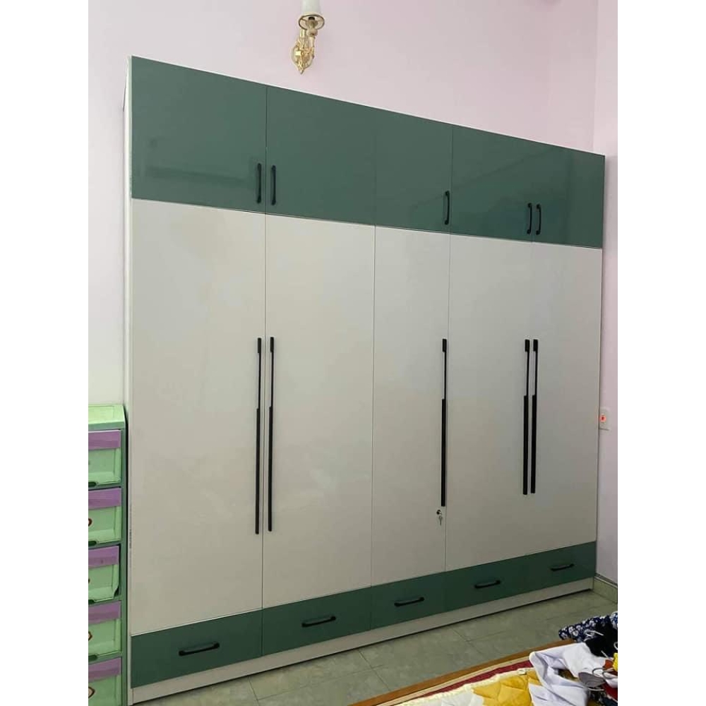 Tủ nhựa Vinco Plastic 5 Cánh Trắng Xanh Nhạt