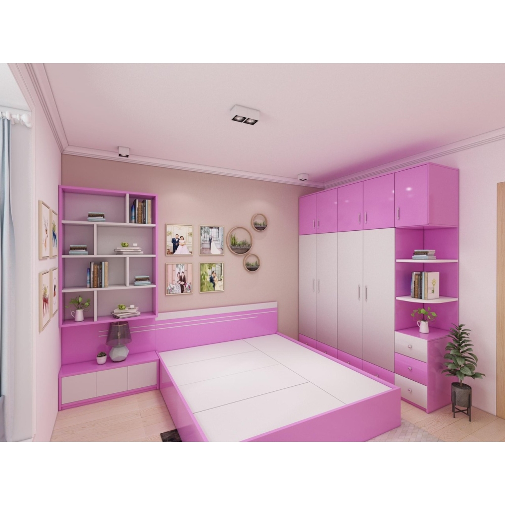 Bộ nội thất nhựa Vinco Hồng